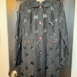 Kenneth Cole Floral Black Trench Coat. Perfect for Fall or Special Occasions!